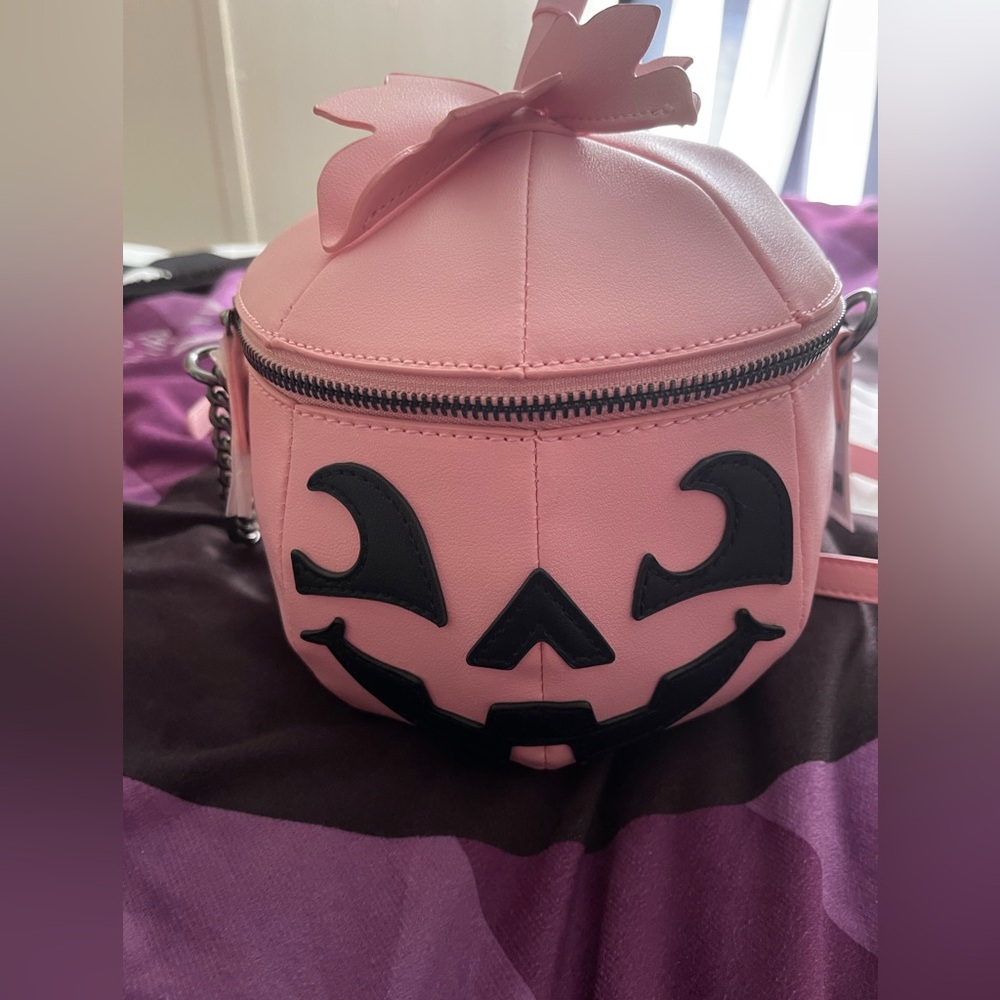 Mad Engine Fine By Me Pink Pumpkin Crossbody purse Bag